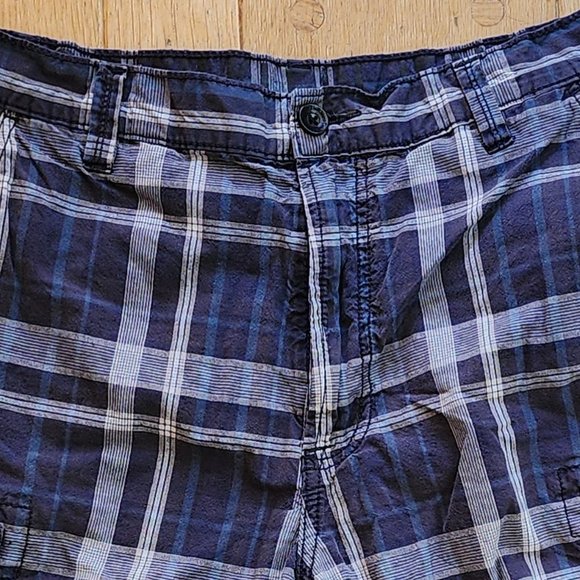 Calvin Klein Jeans Blue/Cream Plaid Flat Front Shorts Size 34 - Picture 3 of 11